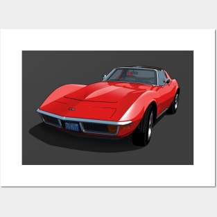 1970 Corvette Stingray in Monza Red Posters and Art